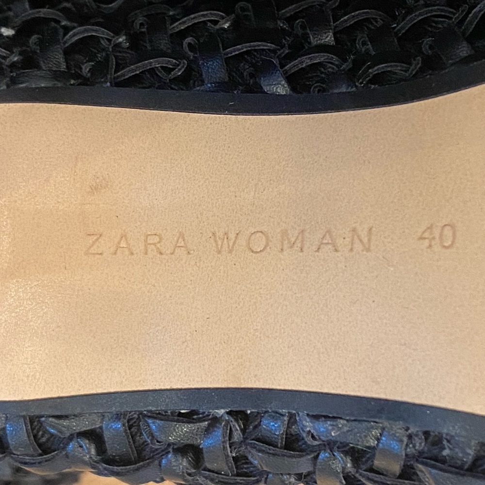 Zara Womens Black Open Toe Woven Fitted Ankle Boots w Stiletto Heels / Size 10 - Picture 15 of 15